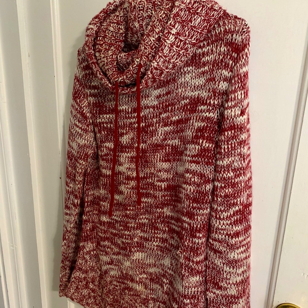Women’s red cowl neck sweater